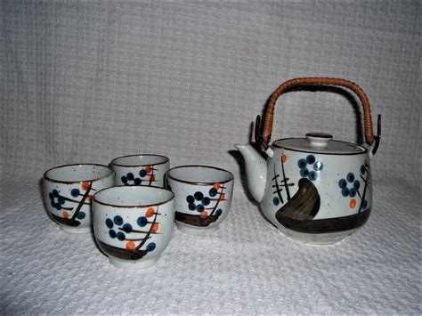 Mci Japanese Stoneware Tea Set Teapot And 4 Cups Made In Etsy