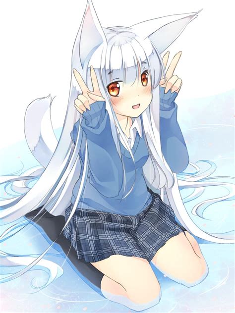 Kitsune White Fox Anime Girl