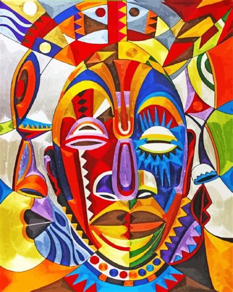 African Abstract Face Paint By Numbers Pbn Canvas
