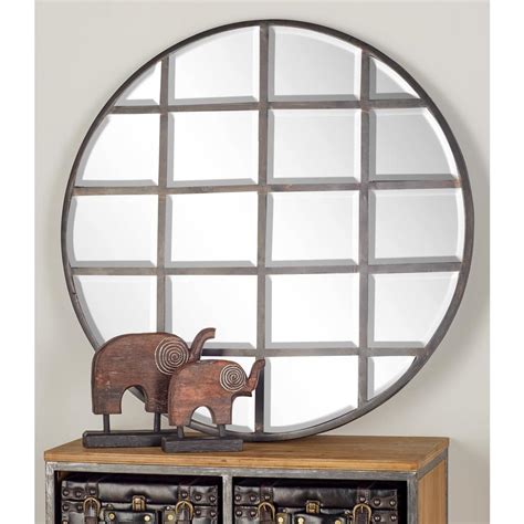 Finding mirrors online on the other hand is easy; CosmoLiving by Cosmopolitan 36 in. Round Silver Decorative Wall Mirror with Grid-Inspired Panels ...