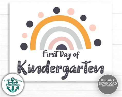 First Day Of Kindergarten Sign Printable Back To School Photo Etsy In