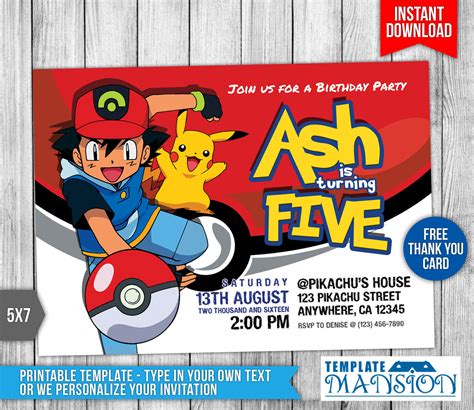 birthday invitation templates pokemon invitation