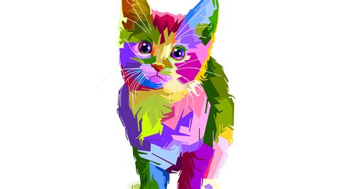 Download 3840x2160 Wallpaper Colorful Kitten Art Cat 4k Uhd 169