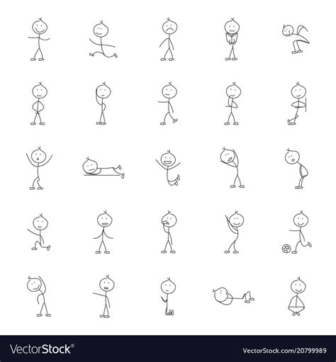 Stick Man Icon Outline Style Royalty Free Vector Image