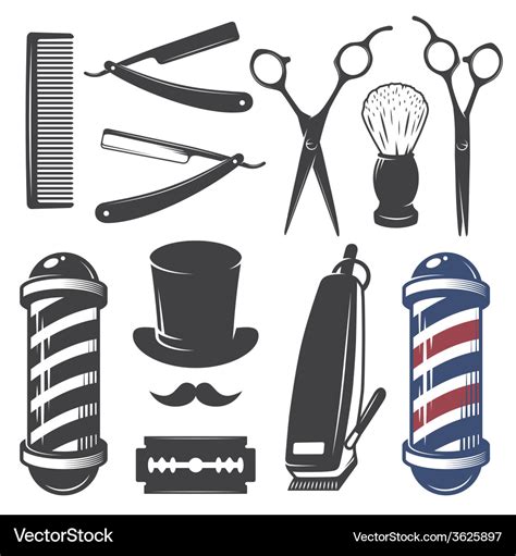 Set Of Vintage Barber Shop Elements Royalty Free Vector