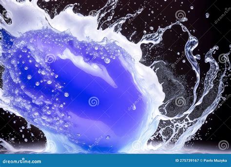 Water Splash With Bubbles On Blue Background Abstract Background