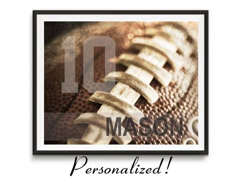 Personalized Football Art With Name Football Sports Decor Etsy