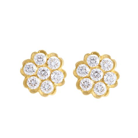 Buy Classic South Indian Diamond 22k Gold Stud Earrings Online In India