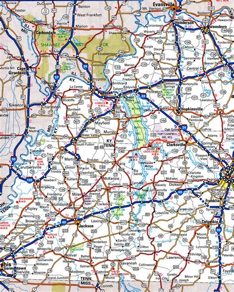 Tennessee Road Map With Distances Between Cities Highway Freeway State