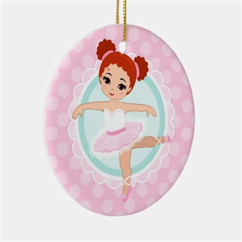 Redhead Ballerina Pink Ballet Dancer Girl Ceramic Ornament Zazzle