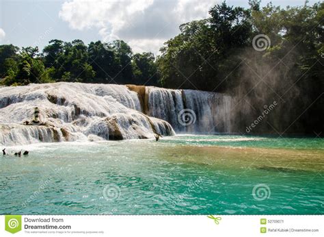 Agua Azul Waterfalls Stock Image Image Of Nature Clean 52709071