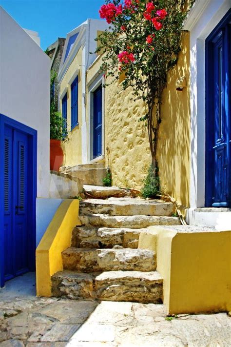 Pretty Colored Streets Of Greek Islands Photographic Print By Maugli L