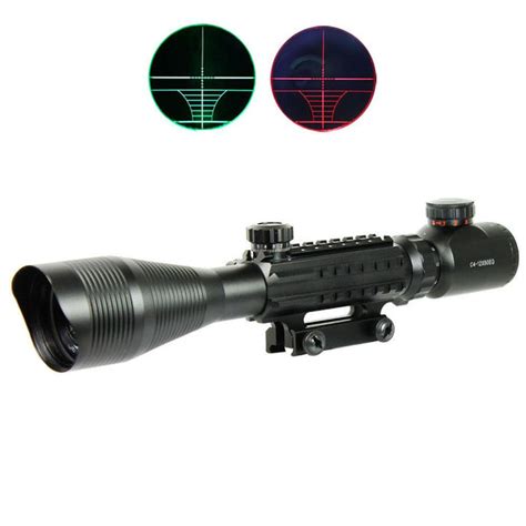 4 12x50 Eg Optical Rifle Scope Red Green Dual Illuminated With Side Ra