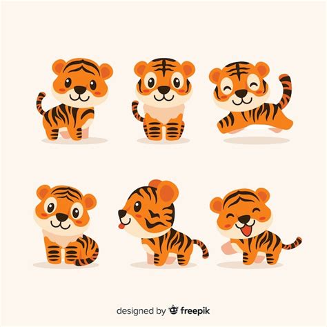 Premium Vector Cute Tiger Set
