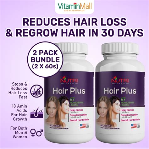 Twin Pack Nutri Botanics Hair Plus Biotin Keratin Hair Loss