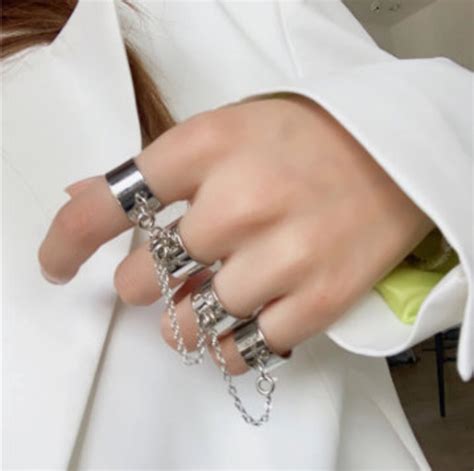 Adjustable Chain Rings Personalities Anime Ring Silver Punk Etsy