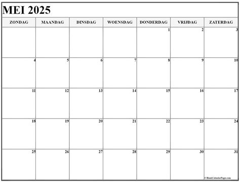 Mei 2025 Kalender Nederlandse Kalender Mei