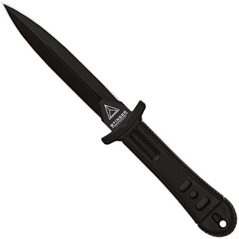 Special Agent Stinger Black Dagger Style Blade Knife With Wrist Sheath