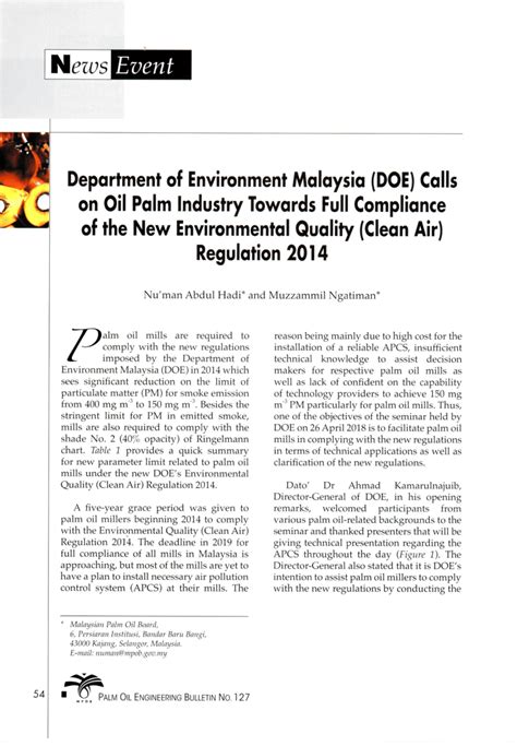 7401 et seq., seeks to protect human health and the in 2014, epa completed a similar process to impose tier 3 standards on light duty vehicles and questions of federal preemption of state regulations can arise when state law operates in an area. (PDF) Department of Environment Malaysia (DOE) Calls on ...