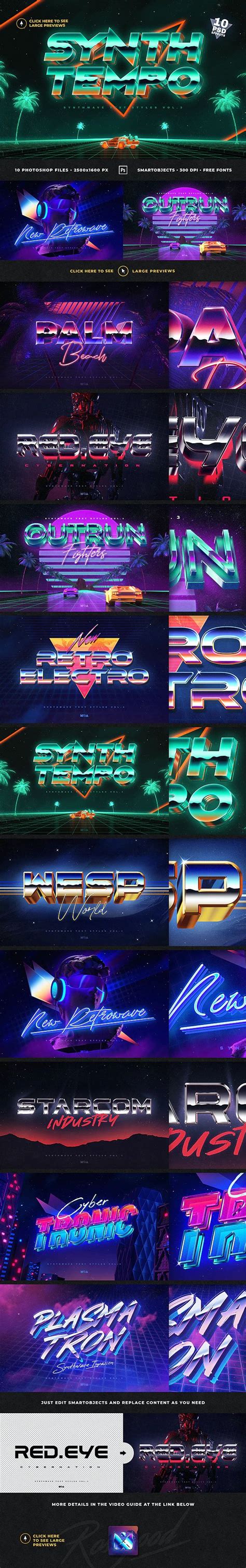80 S Retro Text Effects Vol3 Synthwave Retrowave By Moarosegood