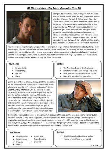 Of Mice And Men George Lennie Crooks And Candy Information Revision