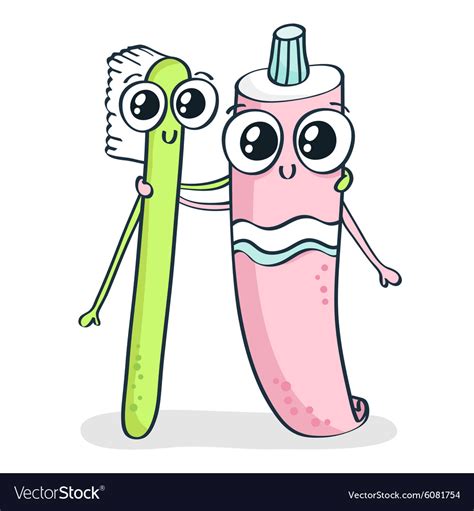 cartoon toothbrush and toothpaste isolated vector image
