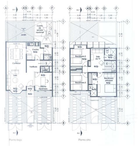 Plano De Casa Habitación Dos Niveles 4 Habitaciones