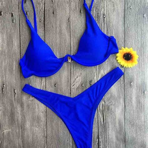 New High Cut Thong Bathing Suit High Waist Swimsuit Solid Swimwear Women Brazilian Biquini