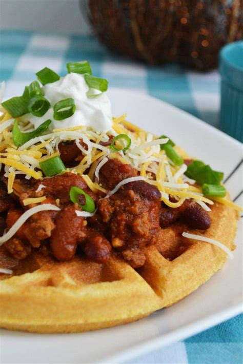 Chili And Cornbread Waffles With Images Cornbread Waffles