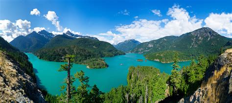 Mountains And Turquoise Lake Hd Wallpaper Background Image 2413x1080