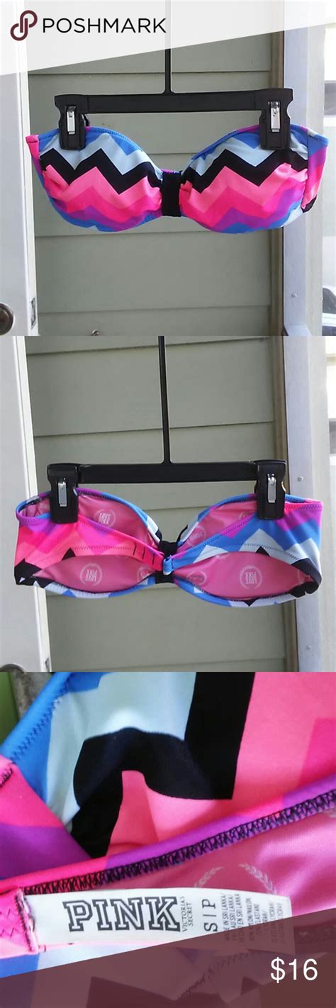 Vs Pink Multicolor Bandeaux Bikini Top Sz S Nwot Bikinis Bandeau