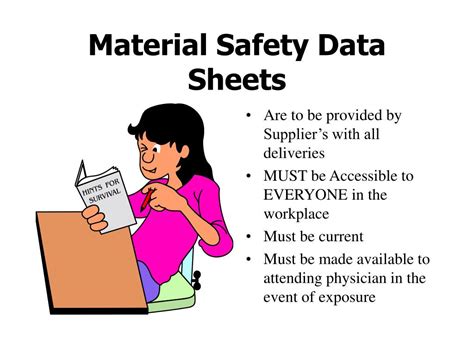 Now it's even easier to deliver a msds training meeting with blr's new click 'n train powerpoint presentation. PPT - Material Safety Data Sheets (MSDS) PowerPoint ...