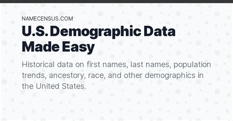 Name Census United States Demographic Data
