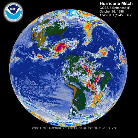 Hurricane Mitch Noaa Goes 8 Satellite Image Of Hurricane Mitch Taken