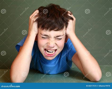 Boy Scratch His Head Isolated On Blue Stock Photo Image Of Itch