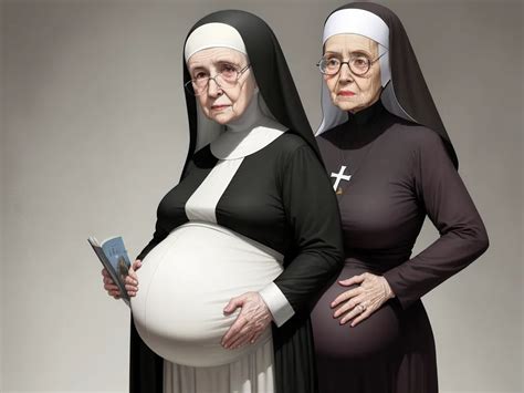 Ai Image Pregnant Elderly Nun With Large Belly