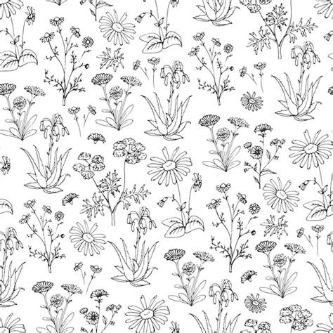 Free Vector Hand Drawn Flowers Pattern Background