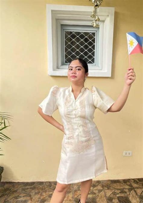 Modern FILIPINIANA Dress Silk BARONG TAGALOG Philippine Lupon Gov Ph