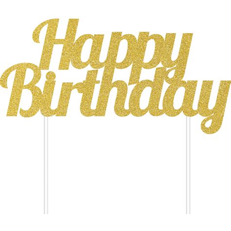 Gold Glitter Happy Birthday 6 X 7 Cake Topper
