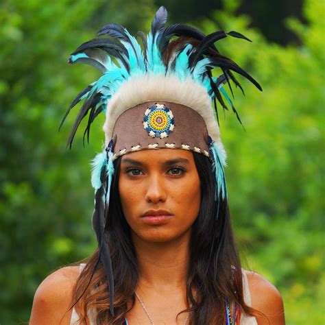 Turquoise Feather Headdress Indian Headdress Novum Crafts