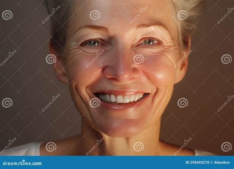 Portrait Of A Smiling Senior Woman Close Up Shot Stock Illustration