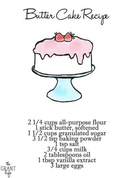 Basic Cake Recipe With Printable The Grant Life Butter Cake Basic