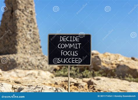 Decide Commit Focus Succeed Symbol Concept Word Decide Commit Focus