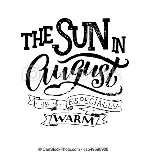 Cute Minimalistic Name Of Month August Hand Written Summer Lettering