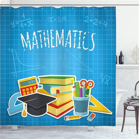 Ambesonne Mathematics Room Shower Curtain Science Concept And College Supplies Set