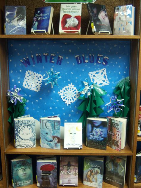 Winter Blues Teen Book Display Christmas Library Display School Library Book Displays Middle
