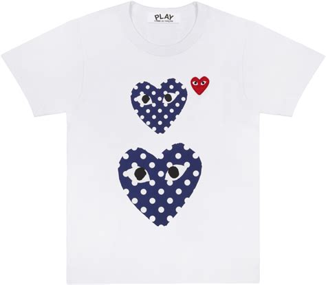 Download Cdg P1t238 Play Polka Dot T Shirt White Cdg Play Blue Heart