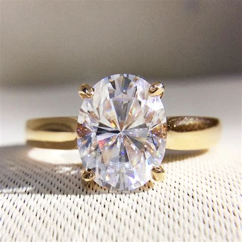 Gorgeous 1 Carat Ct Df Color Lab Grown Oval Moissanite Diamond Ring