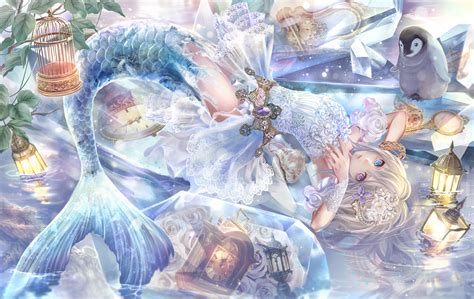 32 Anime Blue Mermaid Wallpaper