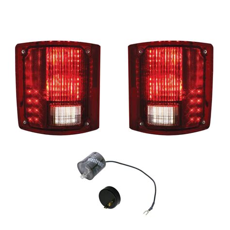 Gray with a pink stripe. (2) 1973-87 Chevy GMC Truck LED Sequential Tail Lights with Flasher W/O Trim, Pair | Pirate Mfg
